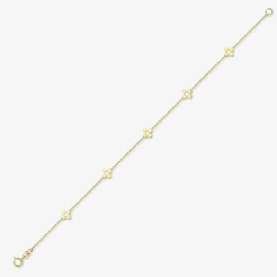 9ct Yellow Gold Open Flower Chain Bracelet CN115-07
