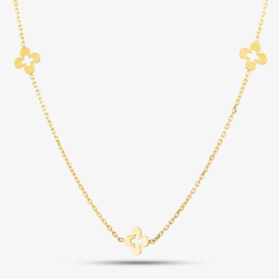 9ct Yellow Gold Flower Necklace CN115-18