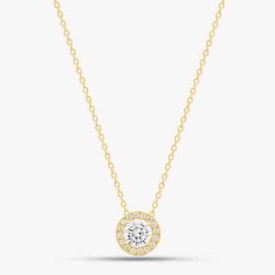 9ct Yellow Gold 16-18 Inch Adjustable Crystal Pendant Necklace 1.19.7304