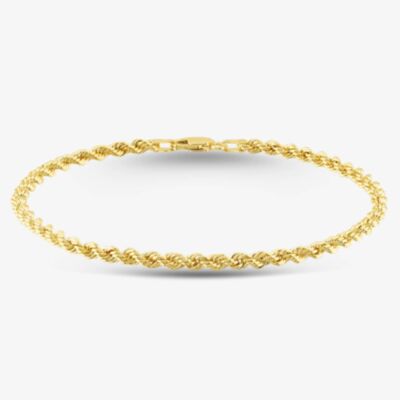 9ct Yellow Gold Rope Chain Bracelet HLRP-320-9Y-8.5
