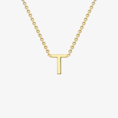 Gold Classic 9ct Yellow Gold Mini Initial T Necklace 1.19.0169