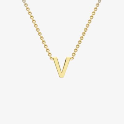 Gold Classic 9ct Yellow Gold Mini Initial V Necklace 1.19.0171