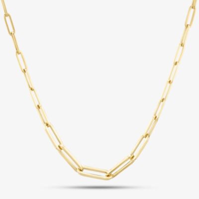 9ct Yellow Gold Elongated Oval Link Necklace CA017-18