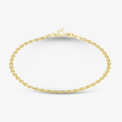 9ct Yellow Gold Diamond Cut Forzatina Chain Bracelet 1.29.0061