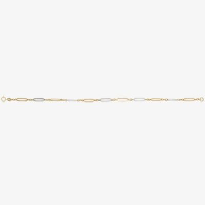 9ct Two Colour Gold 7.5 Inch Elongated Link Bracelet GB512