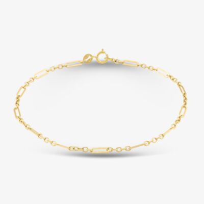 9ct Yellow Gold 7.5 Inch Fine Oval Link Chain Bracelet GB514