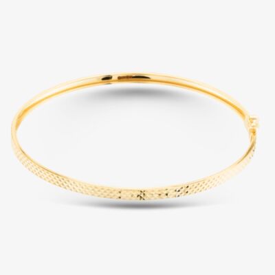 Gold Classic 9ct Yellow Gold 9ct Diamond Cut Flat Tube Bangle 1.32.0862