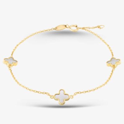 9ct Yellow Gold Mother Of Pearl Petal Bracelet 1.29.1602