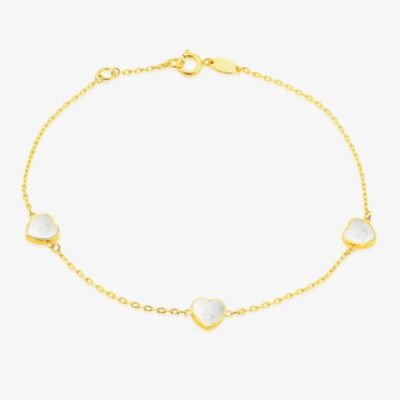 9ct Yellow Gold Mother Of Pearl Heart Bracelet 1.29.1642