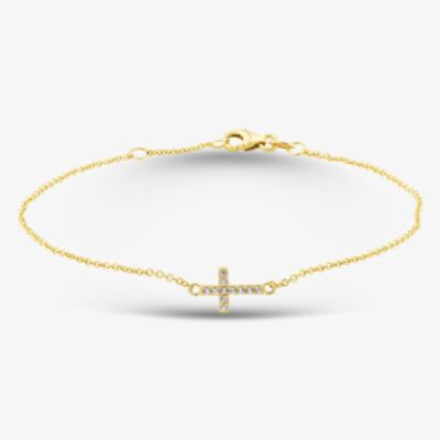 9ct Yellow Gold Cubic Zirconia Cross Bracelet 1.29.1702