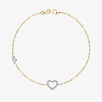9ct Two Colour Gold Cubic Zirconia Open Heart Bracelet 2.23.7162