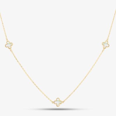 9ct Yellow Gold Mother Of Pearl Petal Necklace 1.19.1600