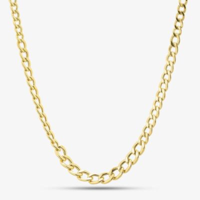9ct Yellow Gold 18 Inch Flat Graduated Curb Chain Necklace NBE028