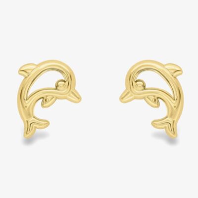 9ct Gold Cut Out Dolphin Stud Earrings 120125117008