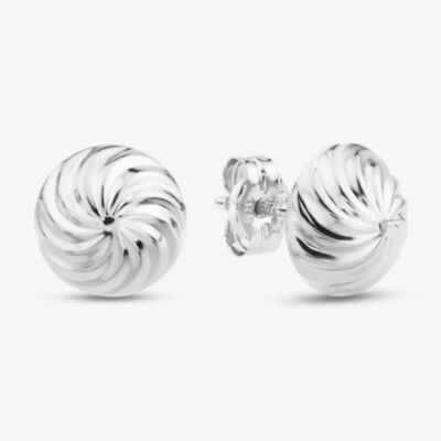 Gold Classic 9ct White Gold 8mm Swirl Dome Stud Earrings 5.55.6969