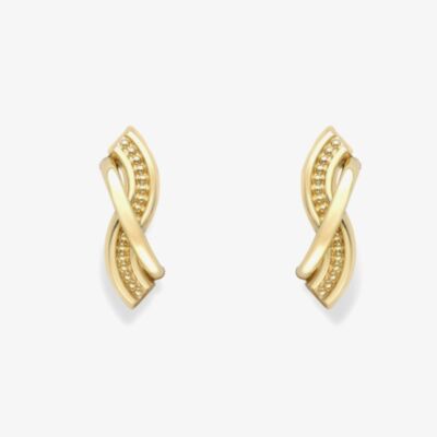 Gold Classic 9ct Yellow Gold Twist Cross Over Stud Earrings 120125147576