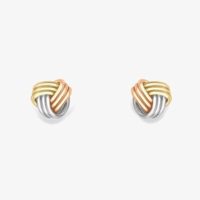 Gold Classic 9ct Three Colour Gold Knot Stud Earrings 120125147603