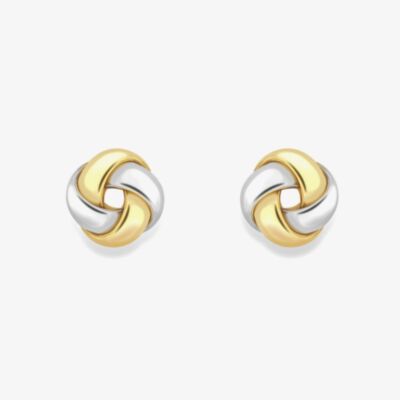 Gold Classic 9ct Two Colour Gold Knot Stud Earrings 120125147607