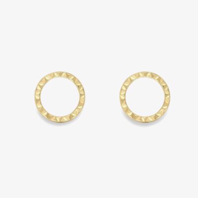 Gold Classic 9ct Yellow Gold Diamond Cut Open Circle Stud Earrings 120125149028