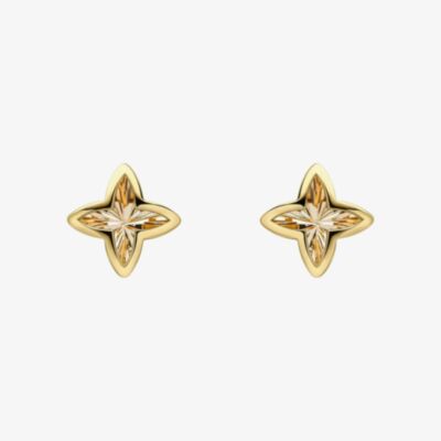 Gold Classic 9ct Yellow Gold Textured Flower Stud Earrings GE2540