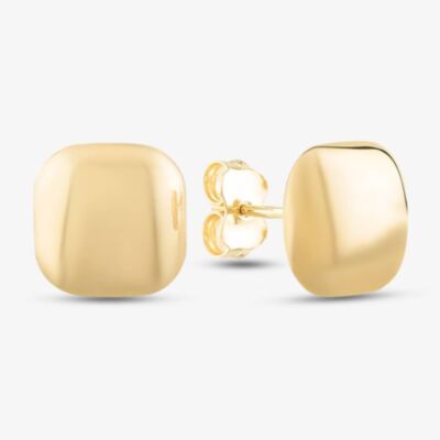 9ct Yellow Gold Satin Brushed Squared-Cushion Stud Earrings ER423