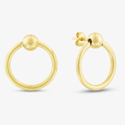 9ct Yellow Gold Ball & Hoop Stud Dropper Earrings ER432 