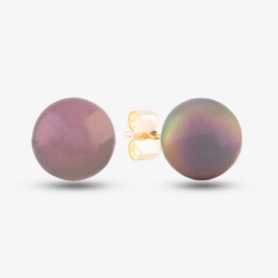 9ct Yellow Gold Black Akoya Pearl Stud Earrings EOZ107PL/B