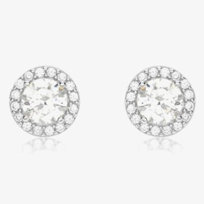  9ct White Gold Round Halo Stud Earrings 5.59.0412