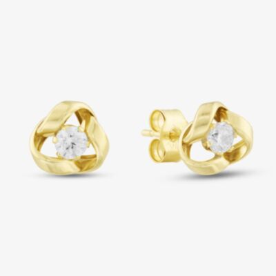 9ct Yellow Gold Cubic Zirconia Knot Stud Earrings E39-5229-Y