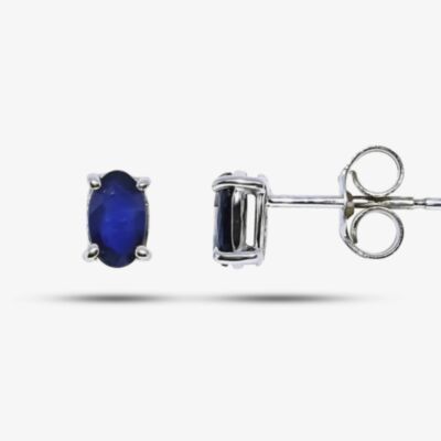 9ct White Gold Oval Sapphire Stud Earrings G40-5481-11W