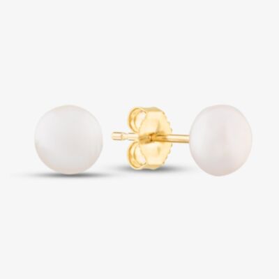 9ct 5.5 x 6mm Drilled Freshwater Pearl Stud Earrings EOZ106SD