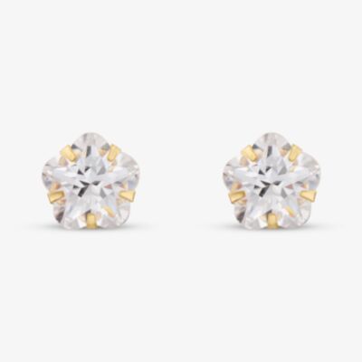 9ct Yellow Gold Crystal Flower Stud Earrings 1.58.8089