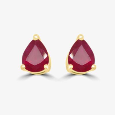 Gold Impression 9ct Yellow Gold 0.78ct Pear Cut Ruby Stud Earrings WWW2084