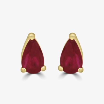Gold Impression 9ct Yellow Gold 0.44ct Pear Cut Ruby Stud Earrings WWW2047