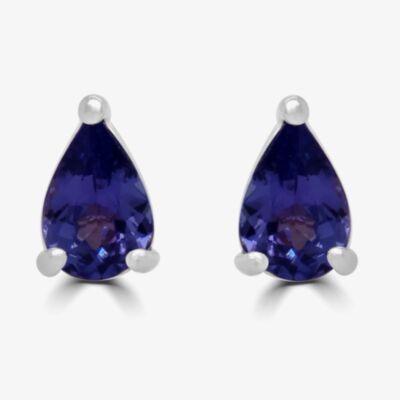 Gold Impression 9ct White Gold 0.91ct Pear Cut Tanzanite Stud Earrings WWW2456