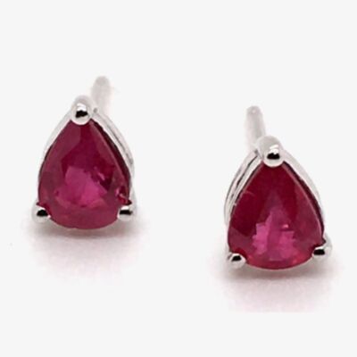Gold Impression 9ct White Gold 0.95ct Pear Cut Ruby Stud Earrings WWW414