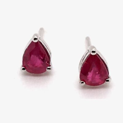 Gold Impression 9ct White Gold 0.70ct Pear Cut Ruby Stud Earrings WWW417