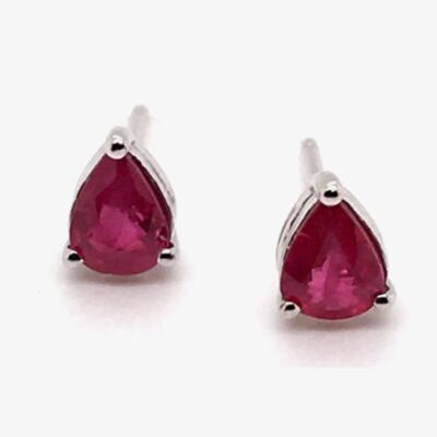 Gold Impression 9ct White Gold 0.77ct Pear Cut Ruby Stud Earrings WWW433