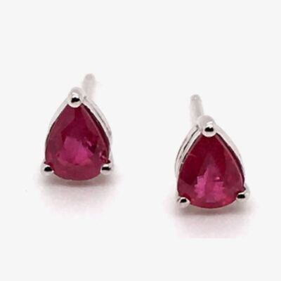 Gold Impression 9ct White Gold 0.85ct Pear Cut Ruby Stud Earrings WWW440
