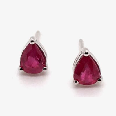 Gold Impression 9ct White Gold 0.69ct Pear Cut Ruby Stud Earrings WWW418