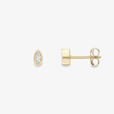 Gold Impression 9ct Yellow Gold Marquise Cut Cubic Zirconia Stud Earrings 120325147559