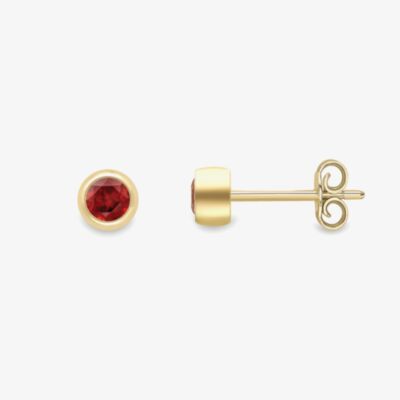 Gold Impression 9ct Yellow Gold Round Garnet Stud Earrings 120325147568