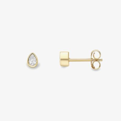 Gold Impression 9ct Yellow Gold Pear Shape Cubic Zirconia Stud Earrings 120325147587