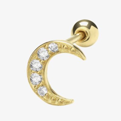 9ct Yellow Gold Moon Cartilage Stud Earring ES1900