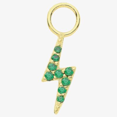 9ct Yellow Gold Green Cubic Zirconia Lightning Bolt Earring Charm EPN0014E