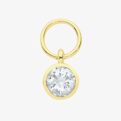 9ct Yellow Gold Round Cubic Zirconia Earring Charm EPN0013