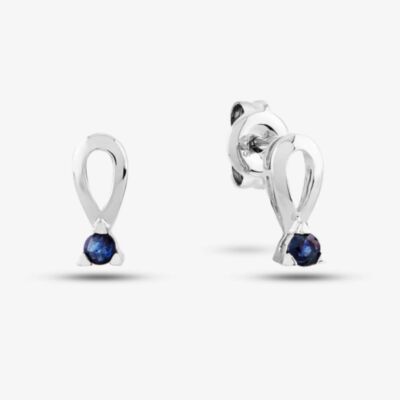 9ct White Gold Sapphire Freshwater Pearl Dropper Earrings GE2131