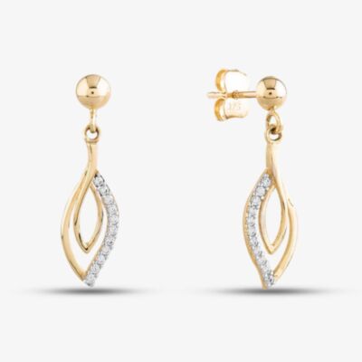 9ct Yellow Gold Cubic Zirconia Pear Shaped Dropper Earrings H17-5070-Y