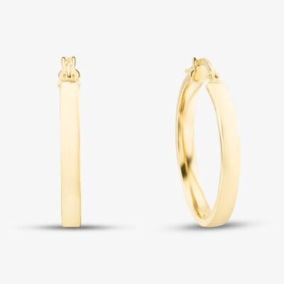 9ct Yellow Gold 23.5mm Rectangular-Tube Hoop Earrings 1.53.3699
