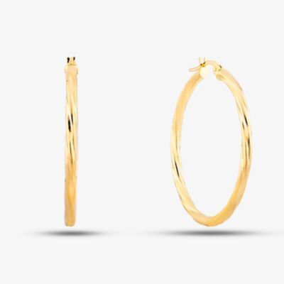 9ct Yellow Gold Twist Hoop Earrings UER039Y